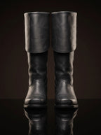 Pair of matt black handcrafted Jamie Fraser Outlander boots — genuine leather, made to order — Noirtide