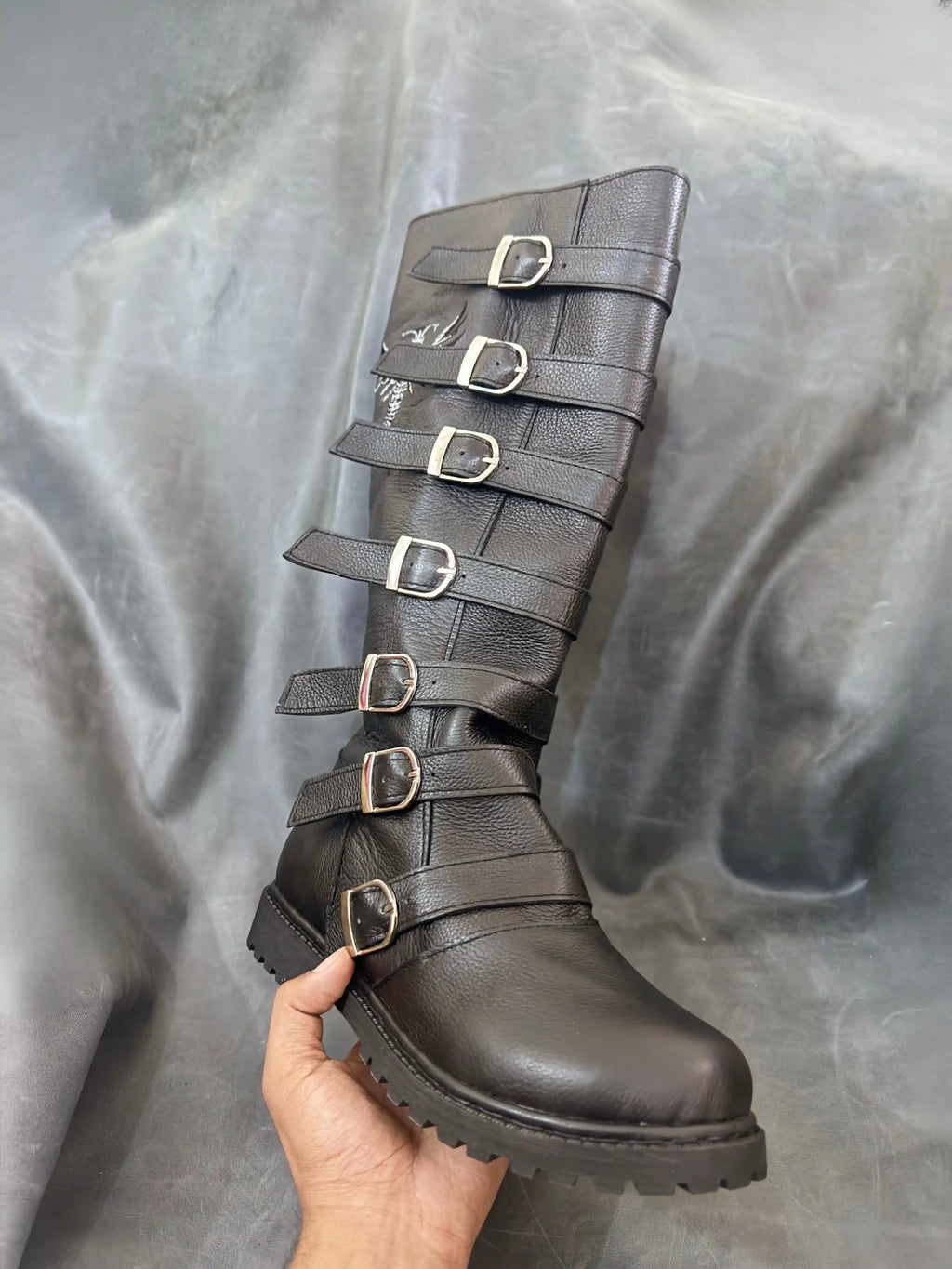 Multi-Buckle Knee High Renaissance Boots