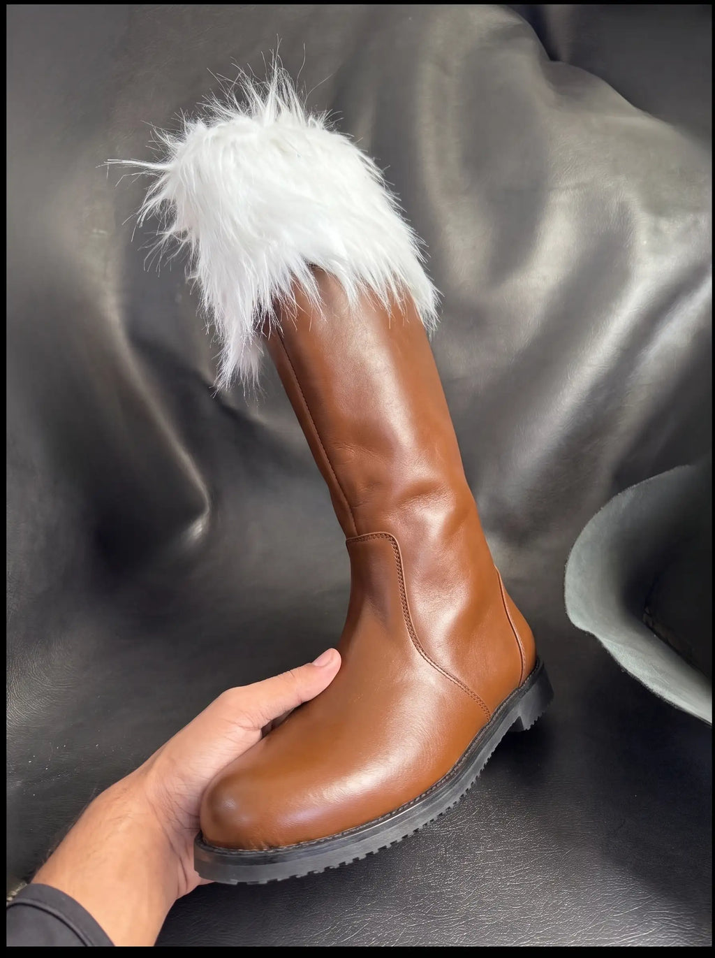Santa Calus Stiefel mit abnehmbarem Fell personalisieren