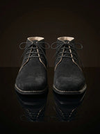 Pair of black suede vintage brogan shoes — genuine leather lining, made to order any size — Noirtide