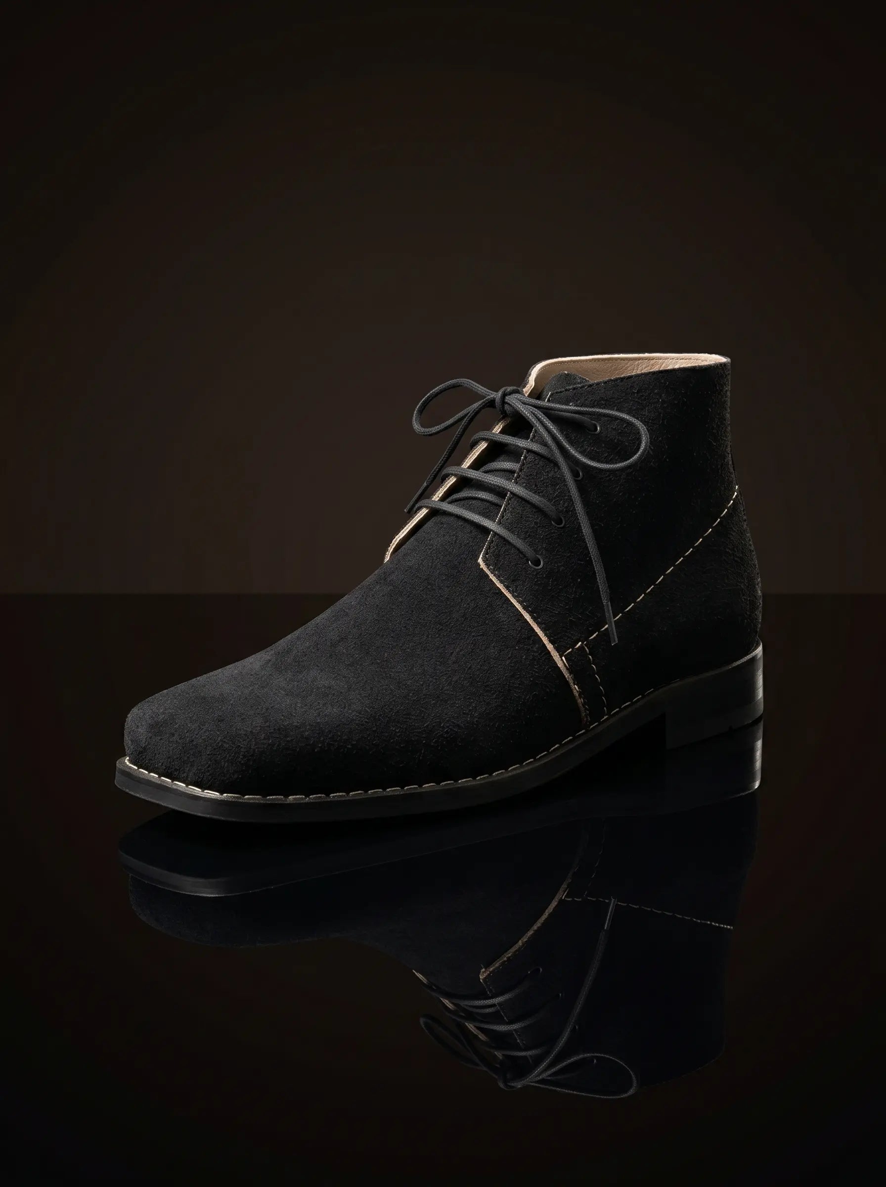 Black suede leather vintage brogan shoes — bespoke handcrafted ankle shoes by Noirtide