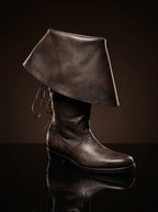 Brown genuine leather Captain Barbossa pirate boots — bespoke knee-high men's leather pirate boots by Noirtide