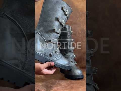 Multi-buckle knee-high renaissance leather boots — handmade by NOIRTIDE