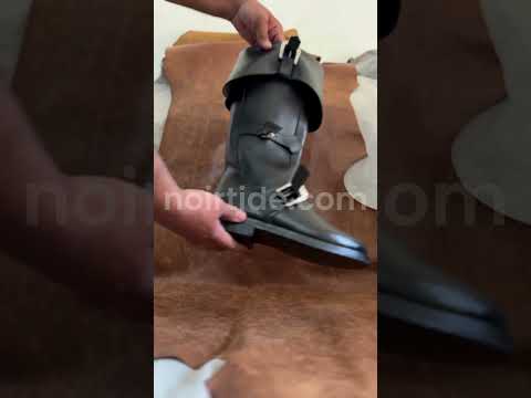 Maßgefertigte Brigantenstiefel, Piratenstiefel, kniehohe Stiefel mit Oktopus-Schnalle und seitlichem Bündchen