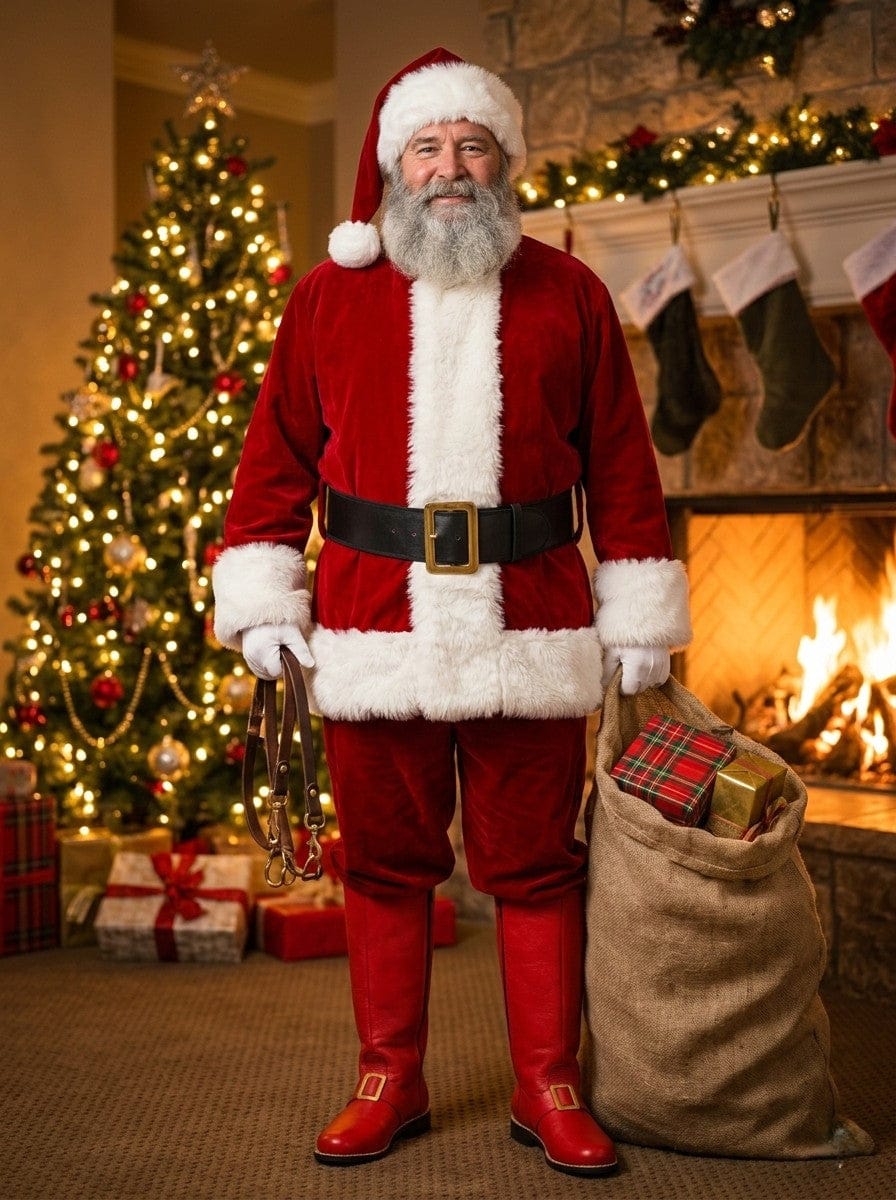 Santa Claus boots tall red leather costume boots